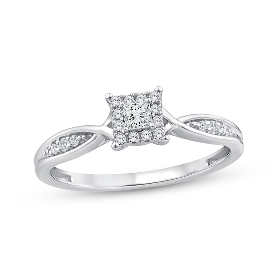 KAY Lab-Grown Diamonds Princess-Cut Halo Promise Ring 1/5 ct tw Sterling Silver