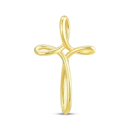 Looped Cross Charm 10K Yellow Gold