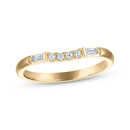 Adore Baguette & Round-Cut Diamond Contour Anniversary Ring 1/8 ct tw 14K Yellow Gold