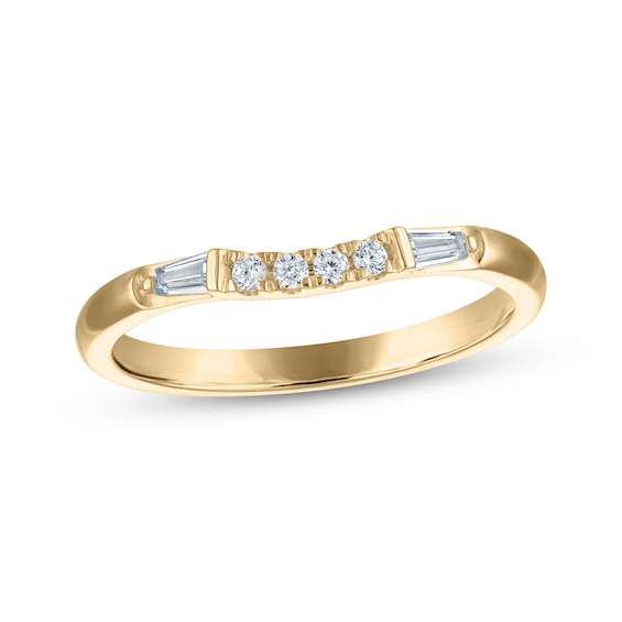 Adore Baguette & Round-Cut Diamond Contour Anniversary Ring 1/8 ct tw 14K Yellow Gold
