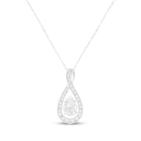 Unstoppable Love Pear-Shaped Lab-Grown Diamond Teardrop Necklace 1-1/2 ct tw 10K White Gold 18"