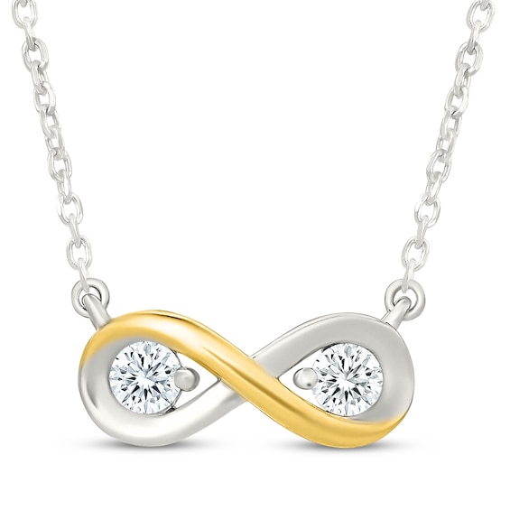 KAY Lab-Grown Diamonds Infinity Necklace 1/6 ct tw Sterling Silver & 10K Yellow Gold 18"