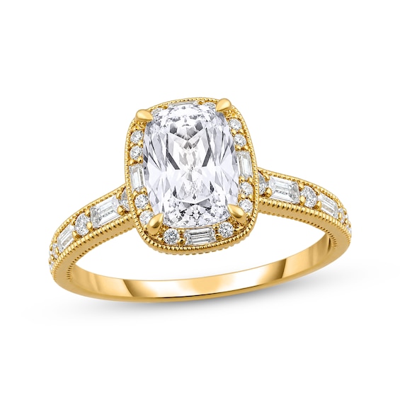Adore Lab-Grown Diamonds Certified Cushion-Cut Halo Engagement Ring 2-1/3 ct tw 14K Yellow Gold