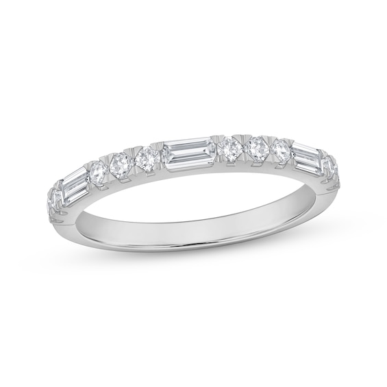 Adore Baguette- & Round-Cut Diamond Anniversary Ring 1/2 ct tw 14K White Gold