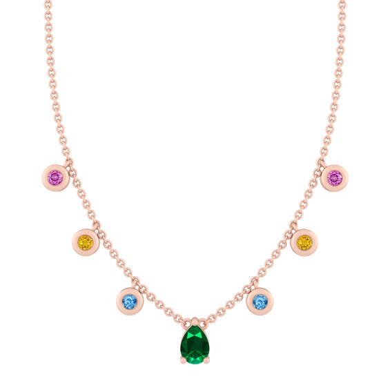 Birthstone Family & Mother's Station Necklace (3-7 Stones)