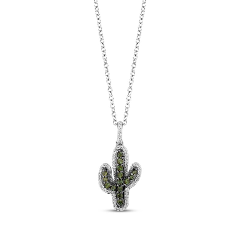 Main Image 1 of Disney Treasures Toy Story Green Tourmaline & Diamond Cactus Necklace 1/10 ct tw Sterling Silver 17-19"