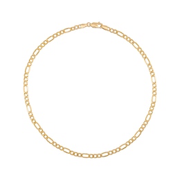 Hollow Figaro Chain Anklet 3.55mm 14K Yellow Gold 11”