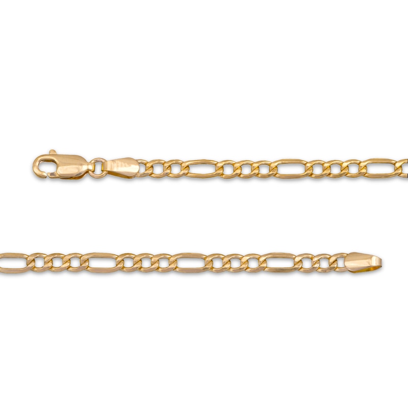 Hollow Figaro Chain Anklet 3.55mm 14K Yellow Gold 11”
