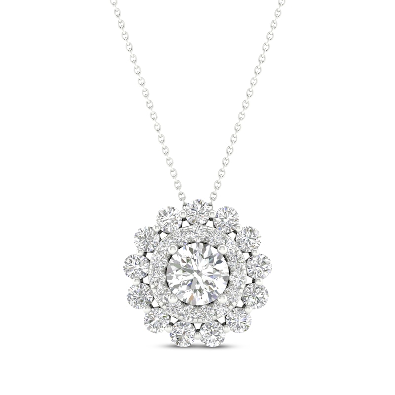 Main Image 1 of KAY Lab-Grown Diamonds Double Frame Necklace 1 ct tw 14K White Gold 18”