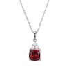 Thumbnail Image 0 of Cushion-Cut Garnet & Round-Cut White Lab-Created Sapphire Necklace Sterling Silver 18“