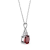 Thumbnail Image 1 of Cushion-Cut Garnet & Round-Cut White Lab-Created Sapphire Necklace Sterling Silver 18“