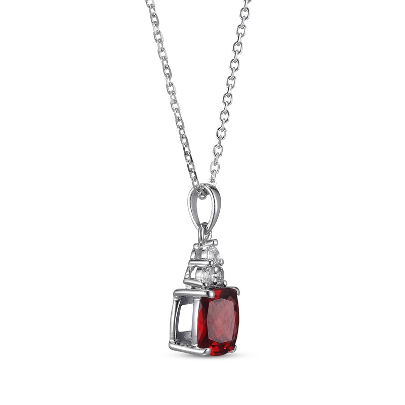 Cushion-Cut Garnet & Round-Cut White Lab-Created Sapphire Necklace Sterling Silver 18“