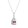 Thumbnail Image 2 of Cushion-Cut Garnet & Round-Cut White Lab-Created Sapphire Necklace Sterling Silver 18“