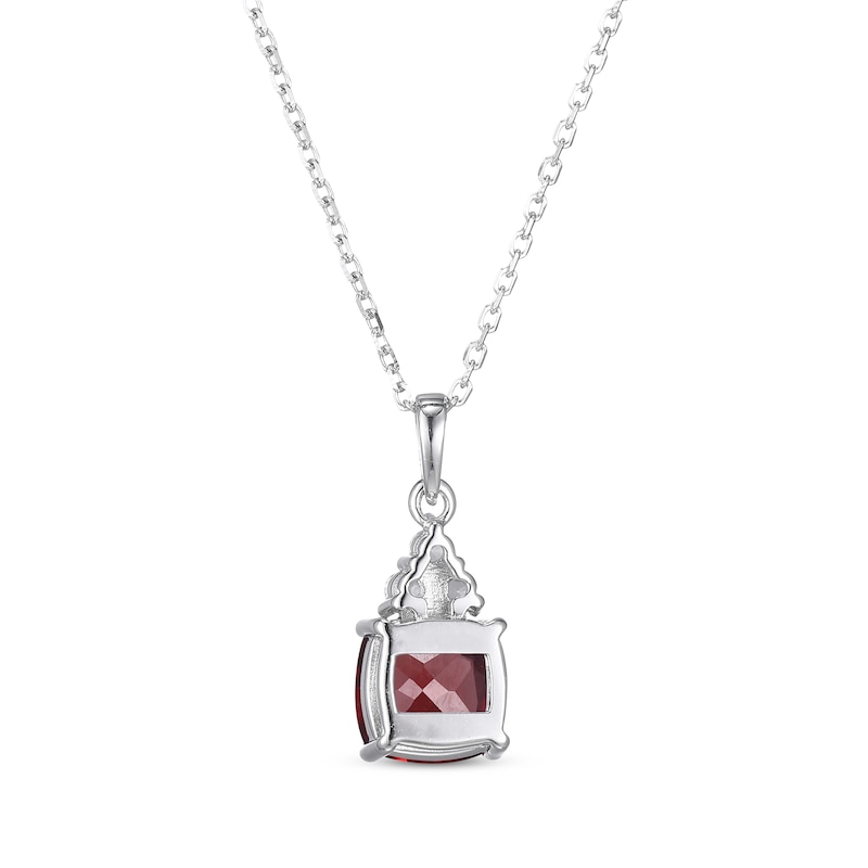 Cushion-Cut Garnet & Round-Cut White Lab-Created Sapphire Necklace Sterling Silver 18“