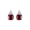 Thumbnail Image 1 of Cushion-Cut Garnet & Round-Cut White Lab-Created Sapphire Stud Earrings Sterling Silver