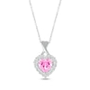 Thumbnail Image 0 of Heart-Shaped Pink & White Lab-Created Sapphire Necklace Sterling Silver 18”