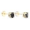 Thumbnail Image 4 of Round-cut Black Diamond Solitaire Stud Earrings 2 ct tw 10K Yellow Gold