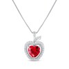 Thumbnail Image 0 of Lab-Created Ruby/White Lab-Created Sapphire Apple Necklace Sterling Silver 18"