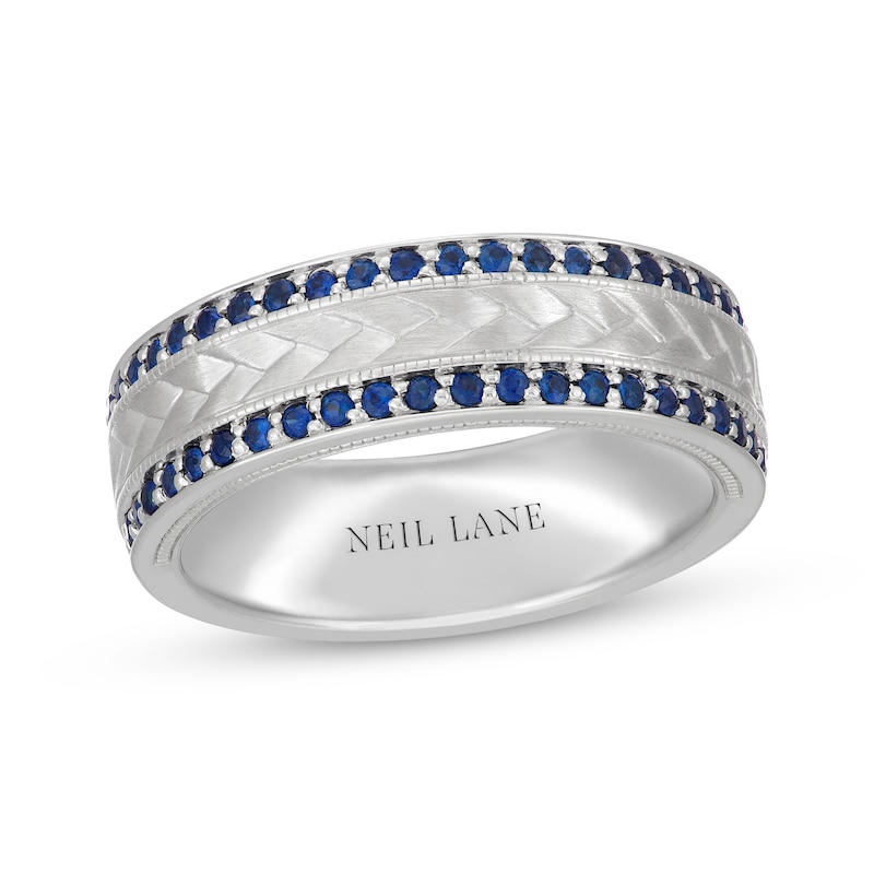 Main Image 1 of Neil Lane Men's Blue Sapphire Wedding Band 14K White Gold