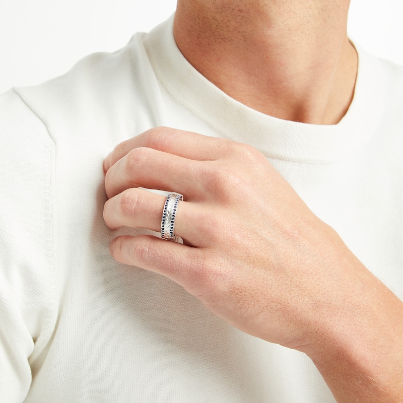 Main Image 4 of Neil Lane Men's Blue Sapphire Wedding Band 14K White Gold