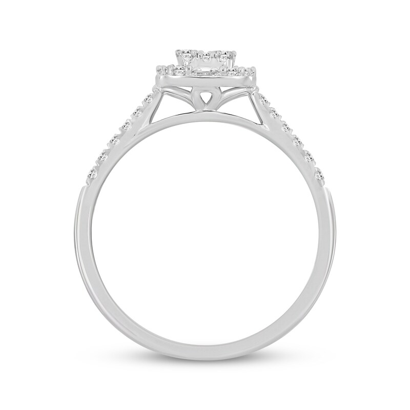 Main Image 3 of Baguette & Round-Cut Diamond Promise Ring 1/3 ct tw 10K White Gold