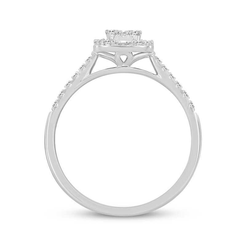 Baguette & Round-Cut Diamond Promise Ring 1/3 ct tw 10K White Gold