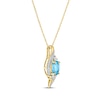 Thumbnail Image 2 of Oval-Cut Sky Blue Topaz & Diamond Swirl Necklace 1/15 ct tw 10K Yellow Gold 18"
