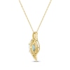 Thumbnail Image 3 of Oval-Cut Sky Blue Topaz & Diamond Swirl Necklace 1/15 ct tw 10K Yellow Gold 18"
