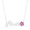 Thumbnail Image 1 of Pear-Shaped Lab-Created Ruby & White Lab-Created Sapphire "Abuela" Necklace Sterling Silver 18"