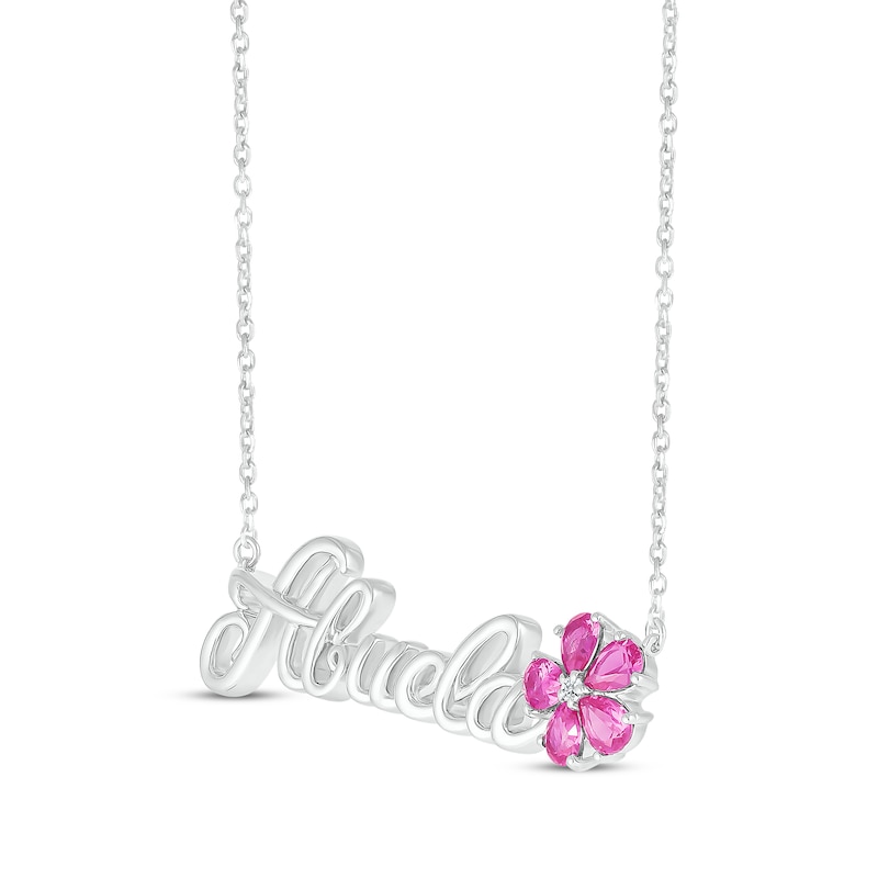 Main Image 2 of Pear-Shaped Lab-Created Ruby & White Lab-Created Sapphire "Abuela" Necklace Sterling Silver 18"