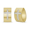 Thumbnail Image 0 of Diamond Cross Huggie Hoop Earrings 1/20 ct tw 10K Yellow Gold