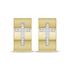 Thumbnail Image 1 of Diamond Cross Huggie Hoop Earrings 1/20 ct tw 10K Yellow Gold