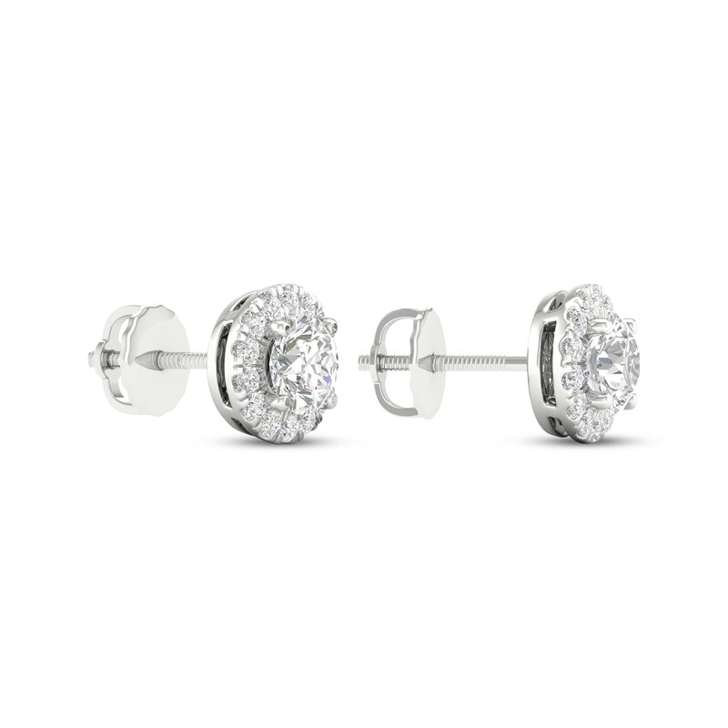 Main Image 4 of KAY Lab-Grown Diamonds Round-Cut Halo Stud Earrings 1 ct tw 14K White Gold (F/VS2)