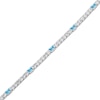 Thumbnail Image 2 of Emerald-Cut Swiss Blue Topaz & White Lab-Created Sapphire Bracelet Sterling Silver 7.25"
