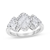 Thumbnail Image 0 of Princess-Cut Diamond Square Trios Ring 1 ct tw 10K White Gold
