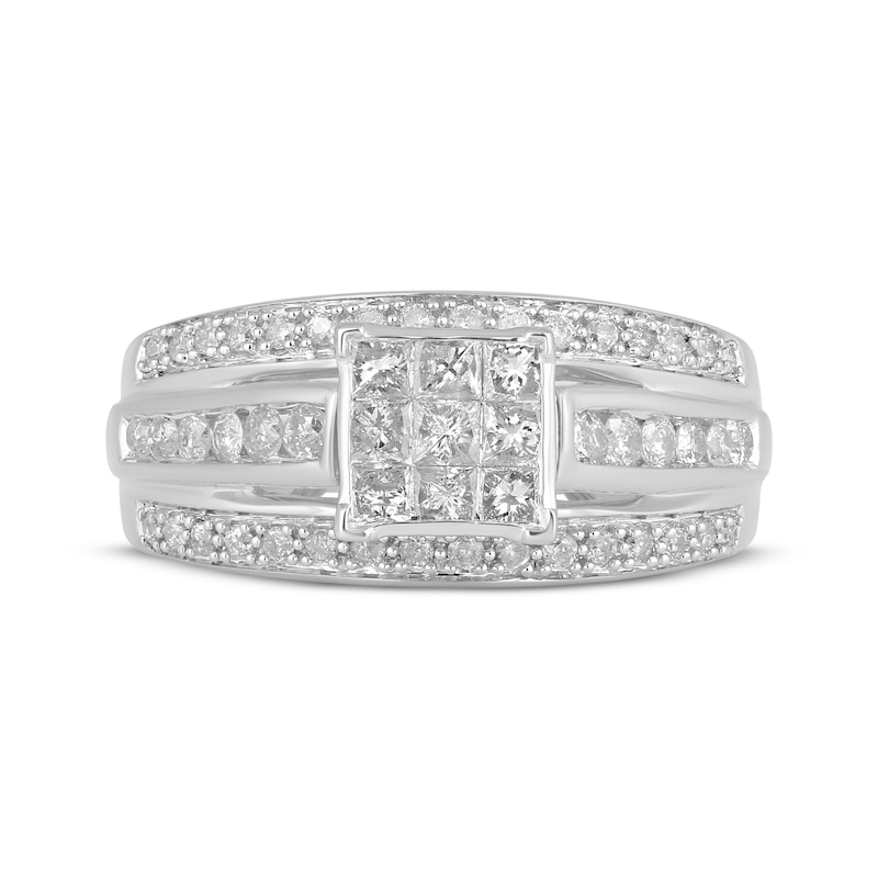 Main Image 3 of Adore Princess-Cut Multi-Diamond Center Engagement Ring 1 ct tw 10K White Gold
