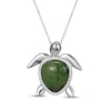 Thumbnail Image 1 of Nephrite Jade & White Lab-Created Sapphire Turtle Necklace Sterling Silver 18"
