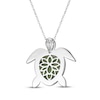 Thumbnail Image 3 of Nephrite Jade & White Lab-Created Sapphire Turtle Necklace Sterling Silver 18"