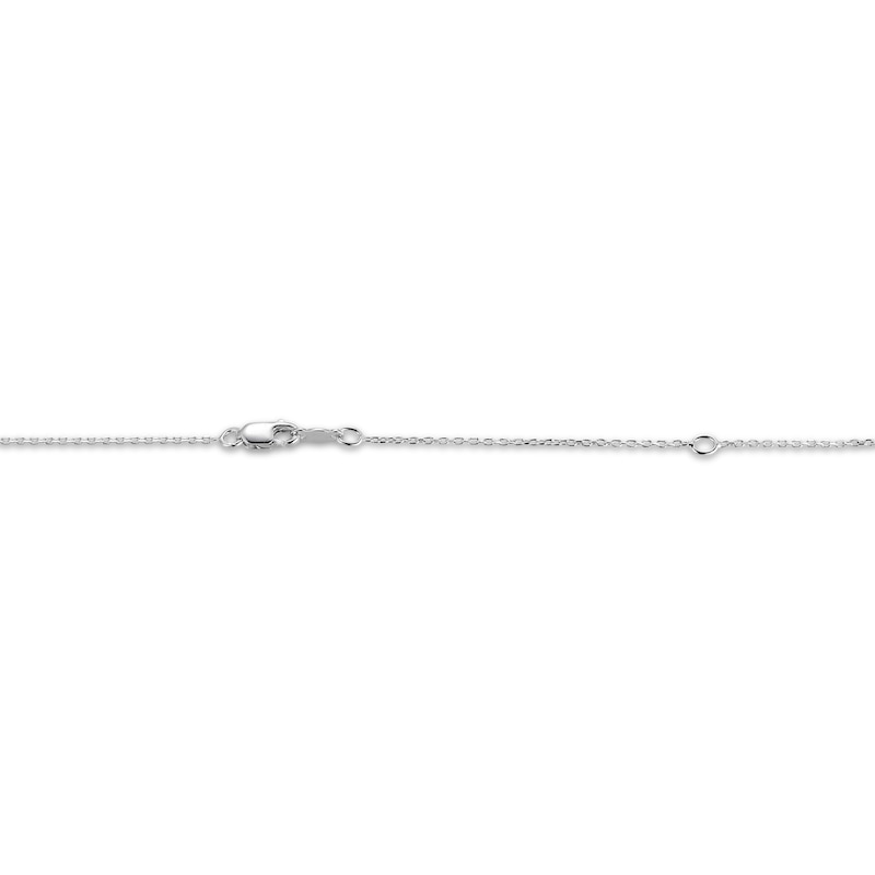 Main Image 4 of Nephrite Jade & White Lab-Created Sapphire Turtle Necklace Sterling Silver 18"