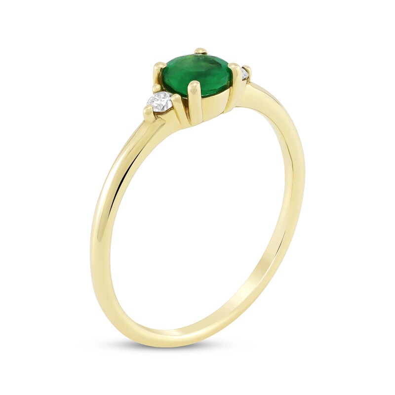 Main Image 2 of Natural Emerald & Diamond Ring 1/15 ct tw 10K Yellow Gold