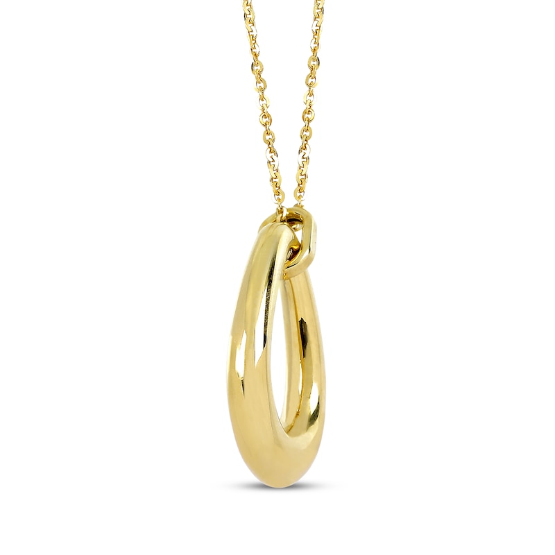 Main Image 2 of Puff Open Teardrop Necklace 14K Yellow Gold 18"