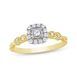 Diamond Cushion Halo Promise Ring 1/5 ct tw 10K Two-Tone Gold