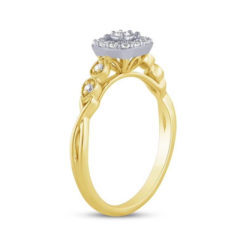 Main Image 2 of Diamond Cushion Halo Promise Ring 1/5 ct tw 10K Two-Tone Gold