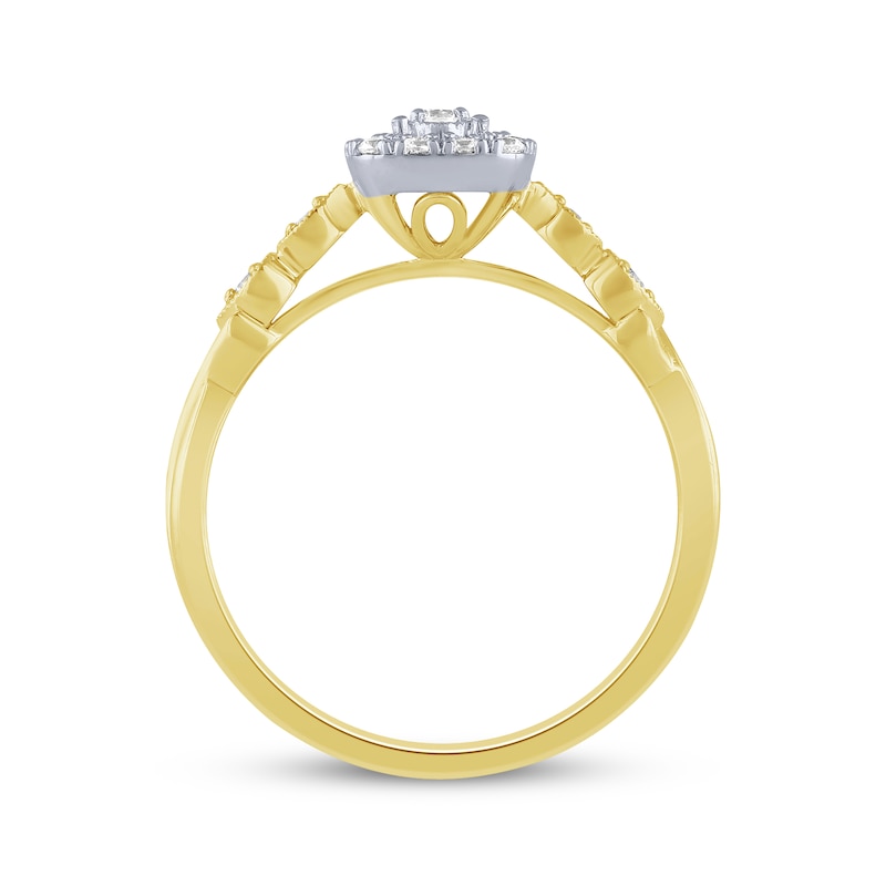 Main Image 3 of Diamond Cushion Halo Promise Ring 1/5 ct tw 10K Two-Tone Gold
