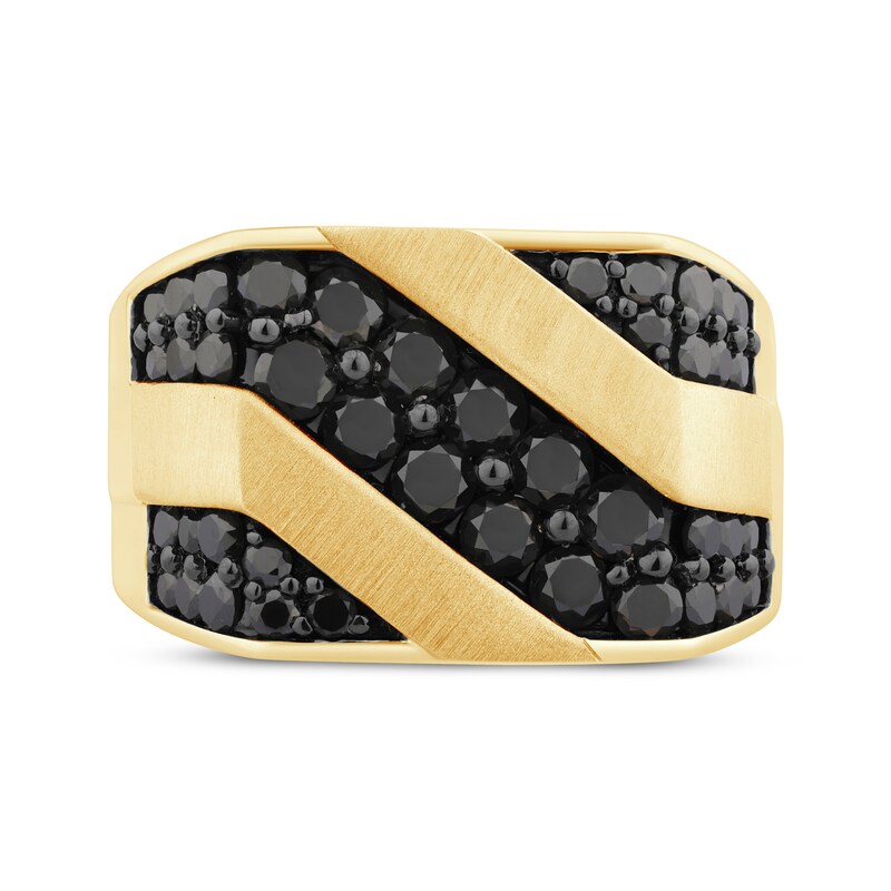 Main Image 3 of Men's Black Diamond Diagonal Stripe Ring 2-1/4 ct tw 10K Yellow Gold