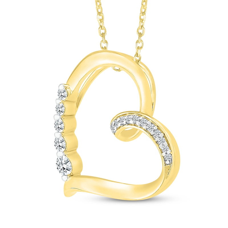 Main Image 2 of Diamond Tilted Heart Necklace 1/8 ct tw 10K Yellow Gold 18"