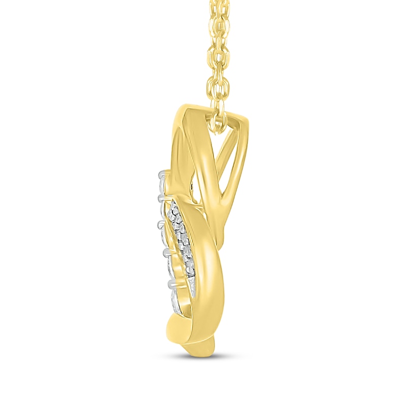 Main Image 3 of Diamond Tilted Heart Necklace 1/8 ct tw 10K Yellow Gold 18"