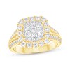 Thumbnail Image 1 of Adore Multi-Diamond Cushion Halo Engagement Ring 1-3/8 ct tw 10K Two-Tone Gold