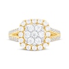 Thumbnail Image 3 of Adore Multi-Diamond Cushion Halo Engagement Ring 1-3/8 ct tw 10K Two-Tone Gold