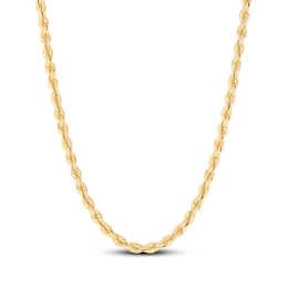 Silk Rope Chain Necklace 3.7mm Solid 14K Yellow Gold 18"